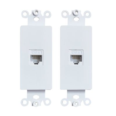 BUPLDET 1 Port CAT6 Ethernet Insert Wall Plate White - CAT 6 RJ45 Keystone Jack Insert Pass Through Cover Plate for Midsize/Oversize Wallplate(2-Pack)