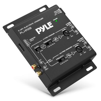 Pyle 2-Way Electronic Car Audio Crossover Network - Hi-Pass/Low-Pass 6dB/18dB Octave Slope - Power LED Indicator - 4 RCA Outputs - 2 RCA Inputs - Remote Subwoofer Control & Parallel Input Switch