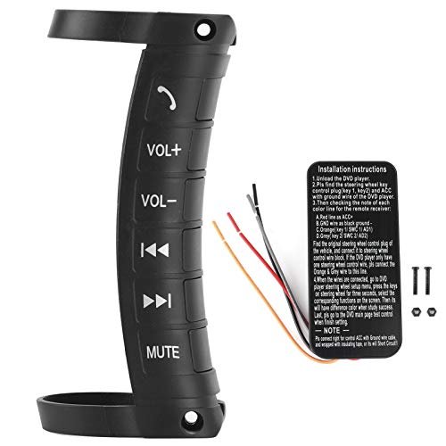 Car Steering Wheel Control Button Install Kit, Multifunction Car Steering Wheel Button Remote Control 2 Din DVD Controller Universal Car DVD Navigation Button Remote Controller, Black