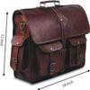 15 Inch Genuine Handmade Goat Leather Messenger Briefcase Office Satchel Unisex Distressed Bag Laptop Bag Shoulder Bag Unisex,Brown view 2