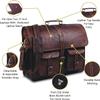 15 Inch Genuine Handmade Goat Leather Messenger Briefcase Office Satchel Unisex Distressed Bag Laptop Bag Shoulder Bag Unisex,Brown view 3