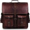 15 Inch Genuine Handmade Goat Leather Messenger Briefcase Office Satchel Unisex Distressed Bag Laptop Bag Shoulder Bag Unisex,Brown view 4