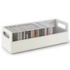 Stock Your Home CD Storage Box, Organizer Shelf for Movie Cases, DVDs, Cassette Tape Display Stand, Disc Holder Can Store Up to 40 CDs, Faux Leather (White) view 1