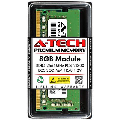 A-Tech 8GB Replacement for Dell AA318913 - DDR4 2666MHz PC4-21300 ECC Unbuffered SODIMM 1Rx8 1.2V - Single Server Memory RAM Stick (AA318913-ATC)