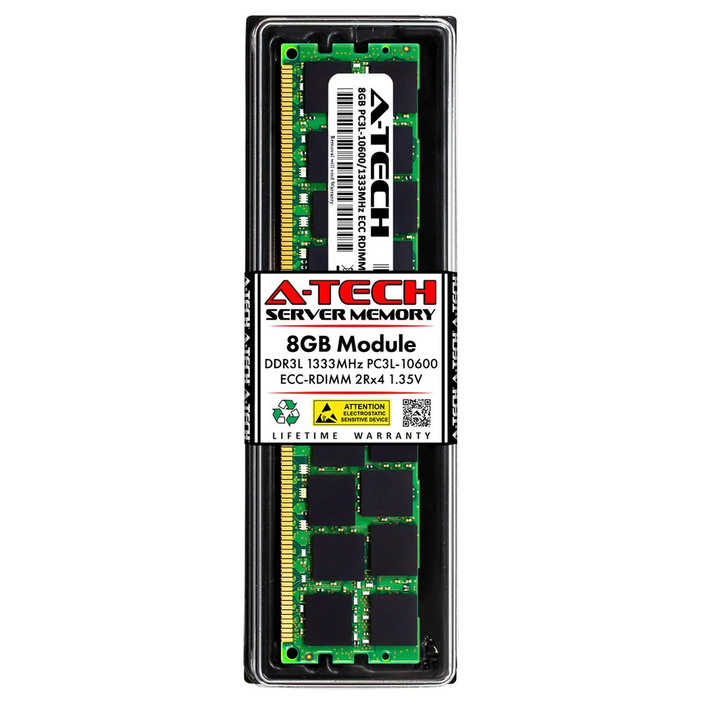 A-Tech 8GB Replacement for IBM 46C0568 - DDR3 1333MHz PC3L-10600R ECC Registered RDIMM 240-Pin 2Rx4 1.35V - Single Server Memory RAM Stick (46C0568-ATC)