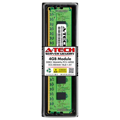 A-Tech 4GB RAM Replacement for Dell SNP7826WC/4G, A7187320, 7826W, 07826W | DDR3 1866MHz PC3-14900 1Rx8 1.5V ECC Registered RDIMM Single Server Memory Module