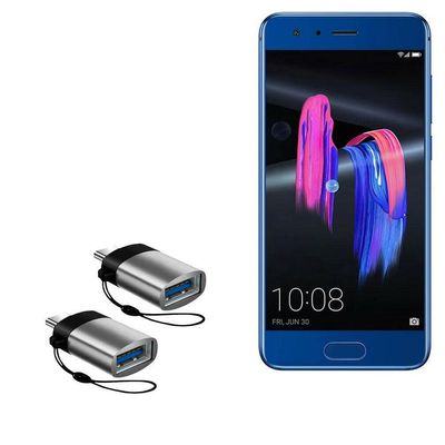 BoxWave Cable Compatible with Honor 9 - USB-C to A PortChanger (2-Pack), USB Type-C OTG USB Portable Keychain - Slate Black
