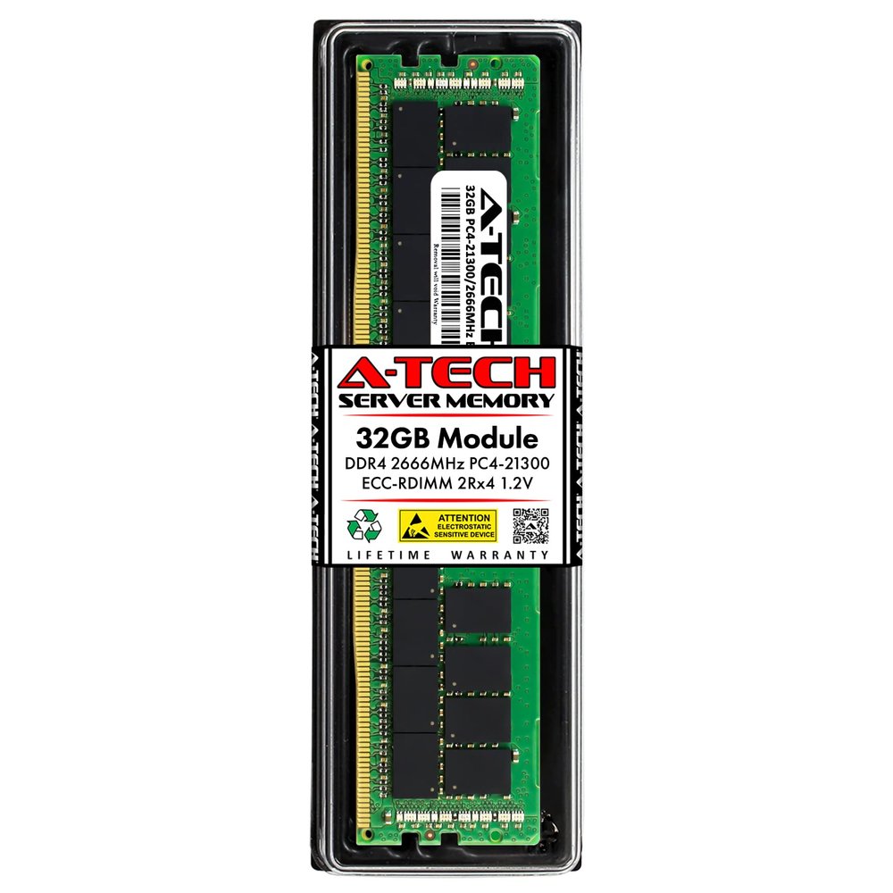 A-Tech 32GB Replacement for Dell 370-ADNF - DDR4 2666MHz PC4-21300 ECC Registered RDIMM 2Rx4 1.2V - Single Server Memory RAM Stick (370-ADNF-ATC)