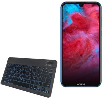 BoxWave Keyboard Compatible with Honor Play 3e - SlimKeys Bluetooth Keyboard - with Backlight, Portable Slim LED 7 Colors - Jet Black