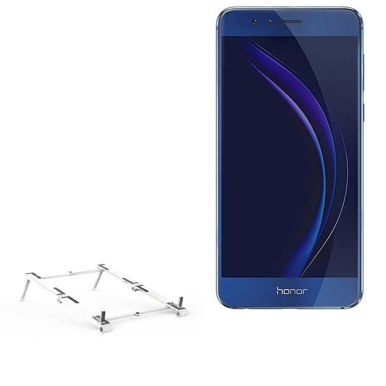 BoxWave Stand and Mount Compatible with Honor 8 - Pocket Aluminum Stand 3-in-1, Portable Multi Angle Viewing Riser - Metallic Silver