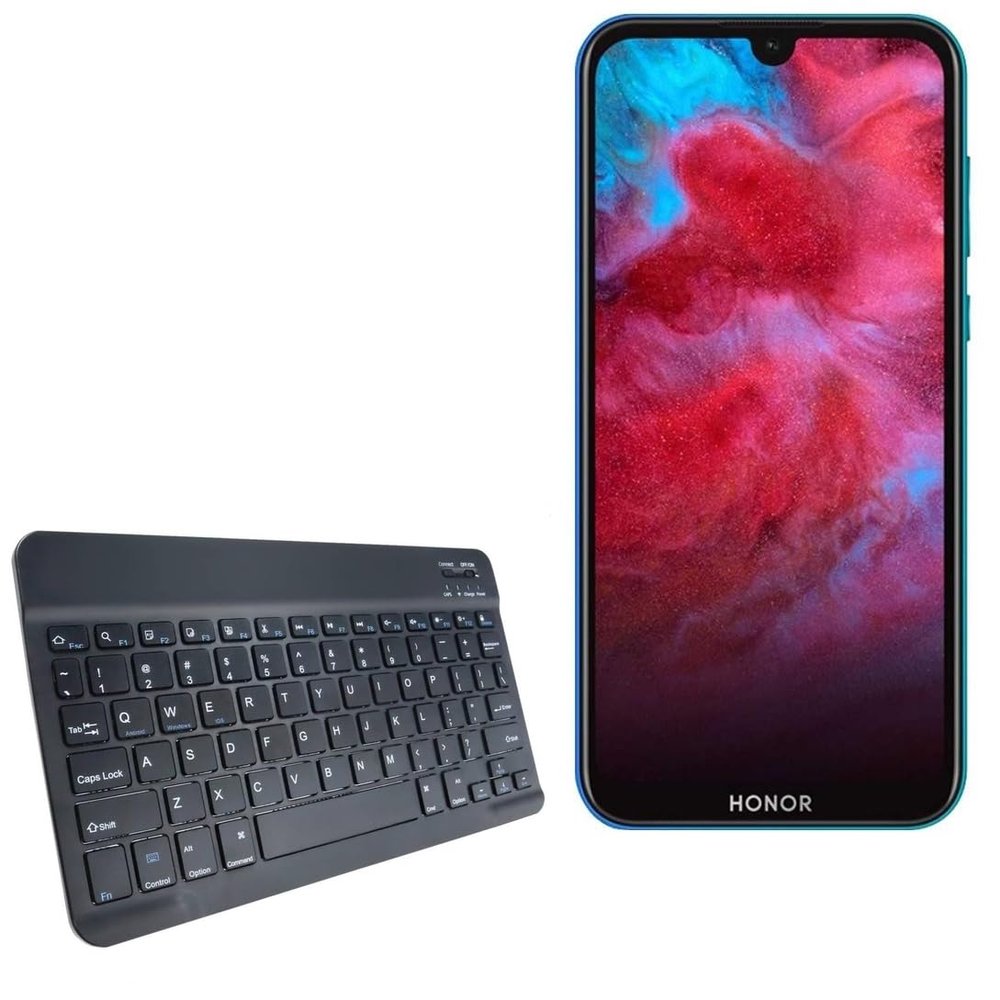 BoxWave Keyboard Compatible with Honor Play 3e - SlimKeys Bluetooth Keyboard, Portable Thin with Chiclet-Style Keys - Jet Black