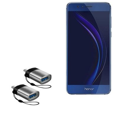 BoxWave Cable Compatible with Honor 8 - USB-C to A PortChanger (2-Pack), USB Type-C OTG USB Portable Keychain - Slate Black