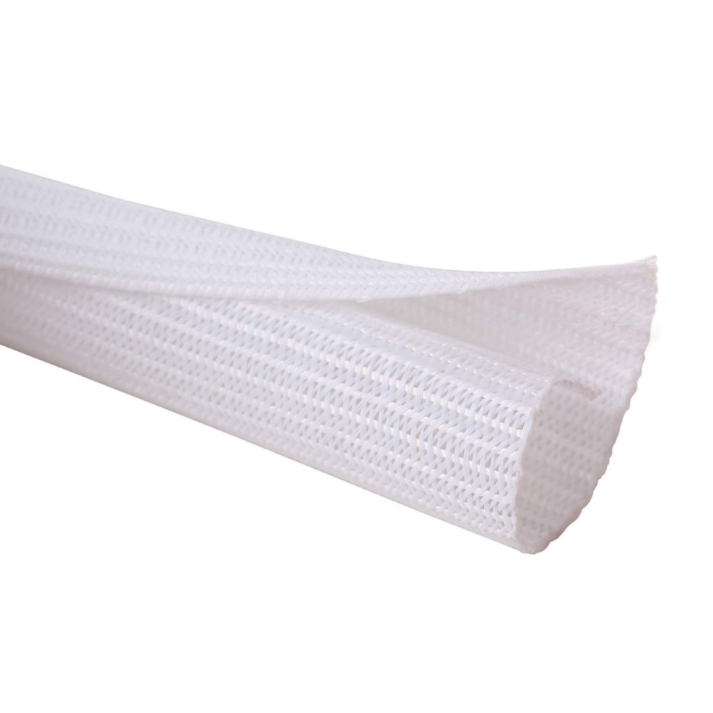 Alex Tech 25ft - 1.25 inch Cord Protector Wire Loom Tubing Cable Sleeve Split Sleeving for USB Cable Power Cord Audio Video Cable - Protect Cat from Chewing Cords - White