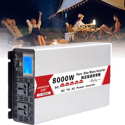 Power Inverter 6000W 8000W Pure Sine Wave DC 12V to AC 230V 240V Voltage Converter with AC Socket, car Inverter Used for Laptop, Fan, Phones, Tablet,8000W-60Vto220V