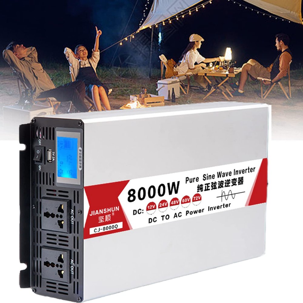 Power Inverter 6000W 8000W Pure Sine Wave DC 12V to AC 230V 240V Voltage Converter with AC Socket, car Inverter Used for Laptop, Fan, Phones, Tablet,8000W-60Vto220V