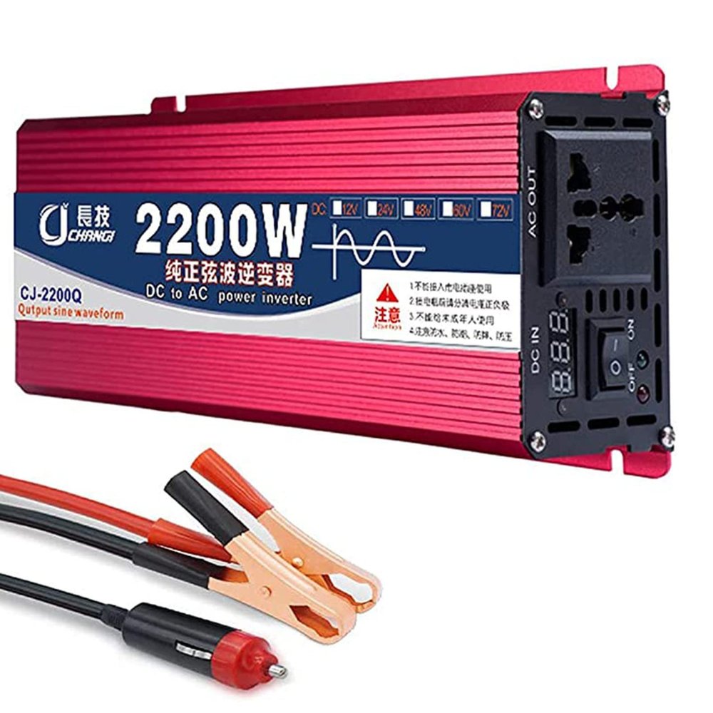 Power Inverter 2200w 3000w Pure Sine Wave Inverter Dc 12v 24v 48v 60v to Ac 110v-220v Power Inverter for Home Car Dual Digital Display Car Inverter,2200W-60Vto110V