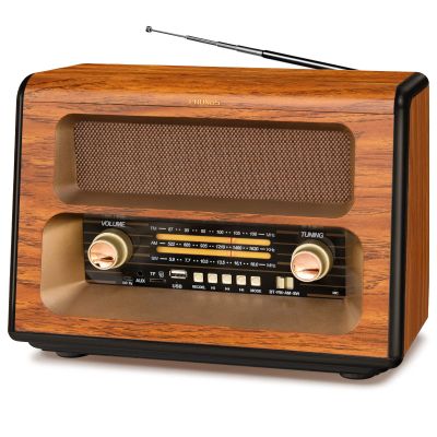 PRUNUS J-199 Large Vintage Radio Bluetooth, AM FM Radio Shortwave, 15W Crystal Speaker, Support AUX/TF Card/USB Playing, AC Charging, Rechargeable Battery and Battery Operated Radios, MIC Recording
