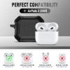 Maxjoy for Airpods 3rd Generation Case, Carbon Fiber Secure Lock Clip Full Body Shockproof Hard Shell Protective Apple for Airpods 3 Case Cover with Keychain for AirPod 3rd Gen 2021 for Men, Black view 2