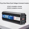 Niczu Dual Voltage Universal Pure Sine Wave Inverter 3500W 4500W 6000W 6500W 7000W 8000W, Car Power Voltage Converter DC 12V/24V 48V/60V to AC 220V,3500W-12V24V view 2