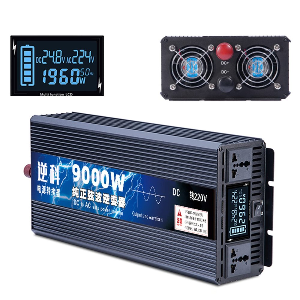 Niczu 3500W 4000W 4500W 5500W 6500W 8000W 9000W 10000W 12000W Pure Sine Wave Inverter, DC 12V 24V 48V 60V to AC 220V Car Power Voltage Converter,9000W-48V