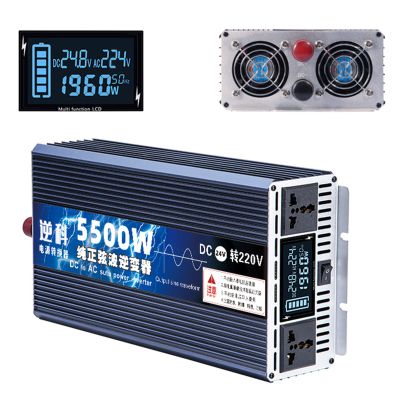 Niczu 3500W 4000W 4500W 5500W 6500W 8000W 9000W 10000W 12000W Pure Sine Wave Inverter, DC 12V 24V 48V 60V to AC 220V Car Power Voltage Converter,5500W-24V