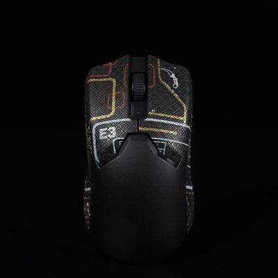 Hokeyio Grip Tape for Razer Viper V2 Pro - Anti-Slip,Enhanced Control, Suck Sweat,Soft Leather,Improves FPS Gaming Grip [Pre-Cut](Punk Black Gold)