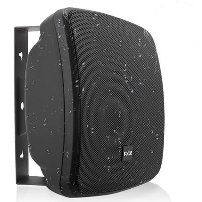 Pyle Outdoor Waterproof Patio Speaker - 3.5" 2-Way Weatherproof Wall/Ceiling Mounted Dual Speaker w/Heavy Duty Grill, w/Transformer Adjuster, Universal Mount, in/Outdoor Use PDWR445TB (Black)
