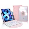 Vertical Kickstand iPad Air5 2022/Air4 2020 Keyboard Case 7 Colors Backlight iPad Air 5th 4th Gen 3 in 1 Detachable Transparent Back Cover Bluetooth Wireless Keyboard (iPad Air5/Air4, Pink) view 1