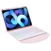 Vertical Kickstand iPad Air5 2022/Air4 2020 Keyboard Case 7 Colors Backlight iPad Air 5th 4th Gen 3 in 1 Detachable Transparent Back Cover Bluetooth Wireless Keyboard (iPad Air5/Air4, Pink) view 2