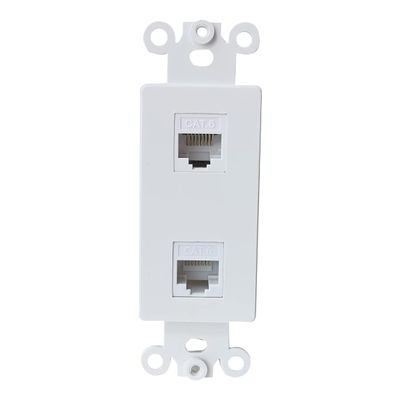 BUPLDET 2 Port Ethernet CAT6 Insert Wall Plate White - CAT6 RJ45 Keystone Jack Insert Cover Plate for Midsize/Oversize Wallplate