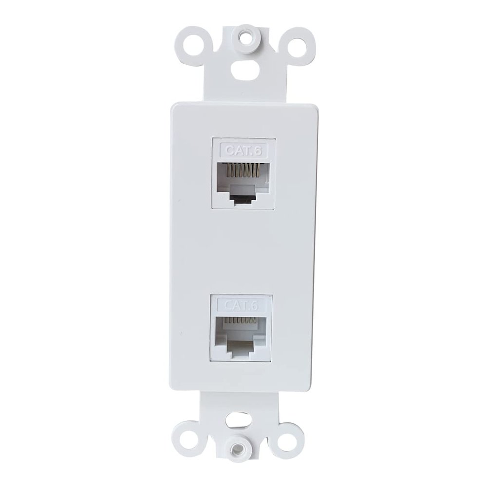 BUPLDET 2 Port Ethernet CAT6 Insert Wall Plate White - CAT6 RJ45 Keystone Jack Insert Cover Plate for Midsize/Oversize Wallplate