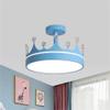 LAKIQ Kids Room Led Semi Flush Mount Ceiling Light Fixture Creative Lovely Crown Shape Girls Bedroom LED Flush Mount Ceiling Lighting for Children Room Baby Room(Blue,Stepless Dimming) view 1