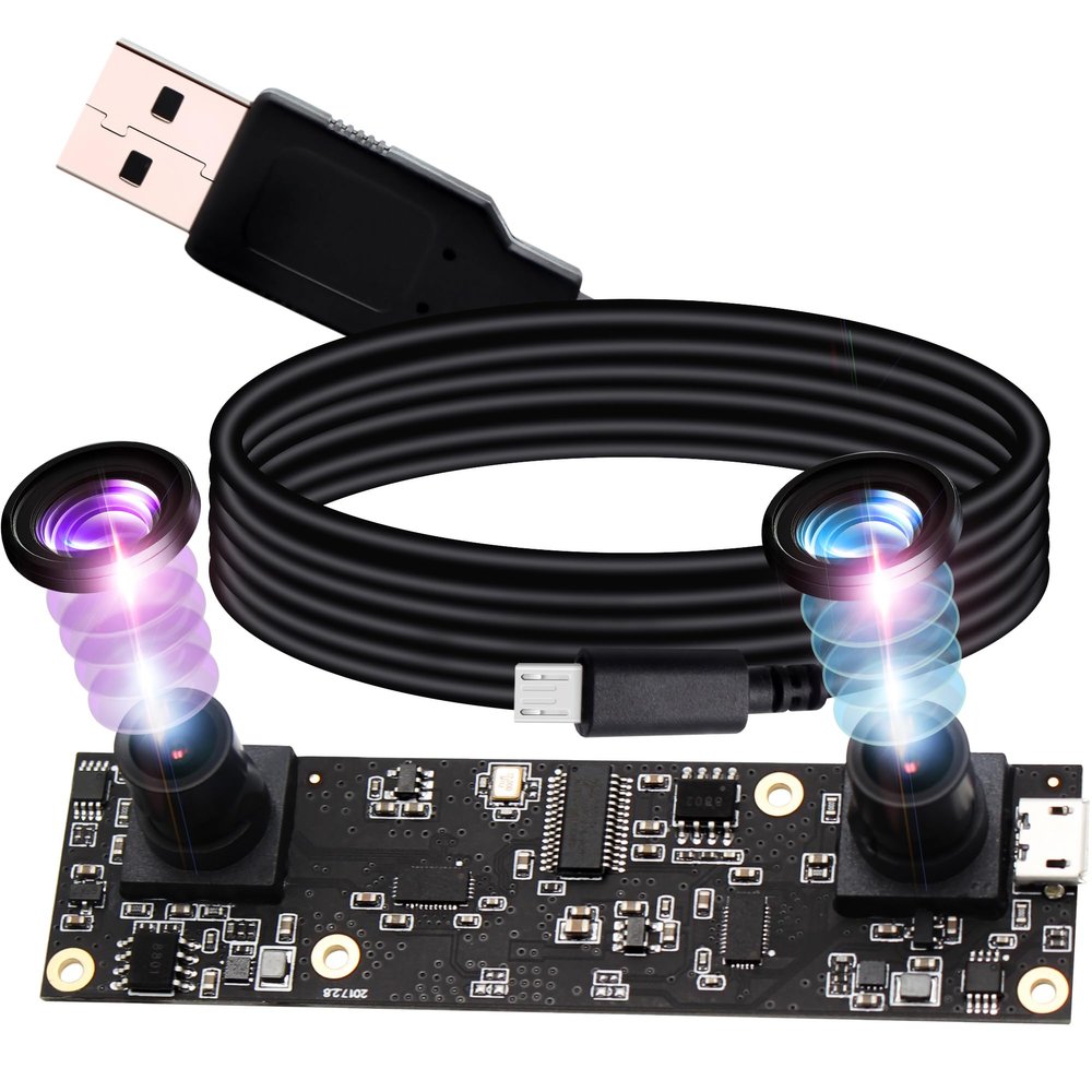 IEights Webcamera_USB 1080P Dual Lens USB Camera Module for Computer Wide Angle Dual Vision PC Camera Mini UVC USB2.0 Webcam Board 3D Stereo Binocular Camera Lightburn Camera for Laser Engraver