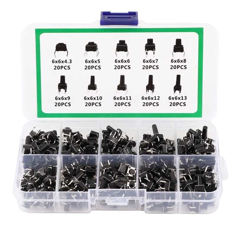 200Pcs Tactile Push Button Switch Mini Controller for TV Audio Computer Electronic Product Micro Switch