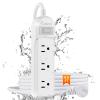 Calionltd Outdoor Power Strip Weatherproof, IPX6 Waterproof 6.6ft SJT Extension Cord with 3 Widely Outlets Overload Protection Shockproof, Christmas Light Flat Plug Extension Cord Outdoor Indoor view 1