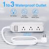 Calionltd Outdoor Power Strip Weatherproof, IPX6 Waterproof 6.6ft SJT Extension Cord with 3 Widely Outlets Overload Protection Shockproof, Christmas Light Flat Plug Extension Cord Outdoor Indoor view 3