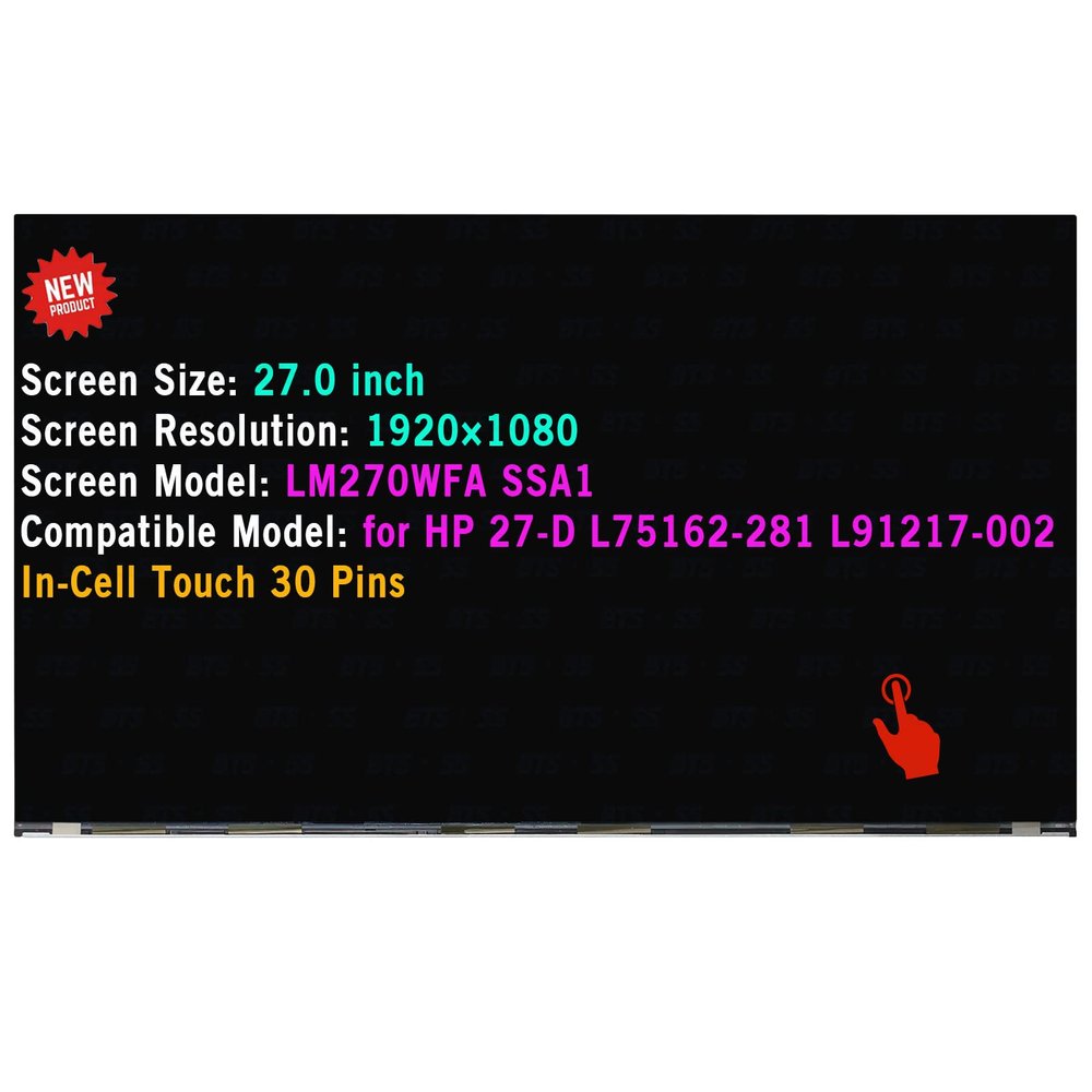 BTSELSS 27" LCD Replacement for HP All in One 27-D L75162-281 L91217-002 LM270WFA-SSA1 LM270WFA SSA1 LM270WFA(SS)(A1) Display in-Cell Touch Screen FHD 1080P 30 Pins(Only for in-Cell Touch Version)
