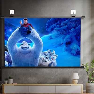 LENG 60'' Portable Projector Screen Manual Roll Up Projection Screen for Movie Game Home Theater Cinema Office Widescreen 3D HD 16:9 White Screen (Size : 60inch-4:3)