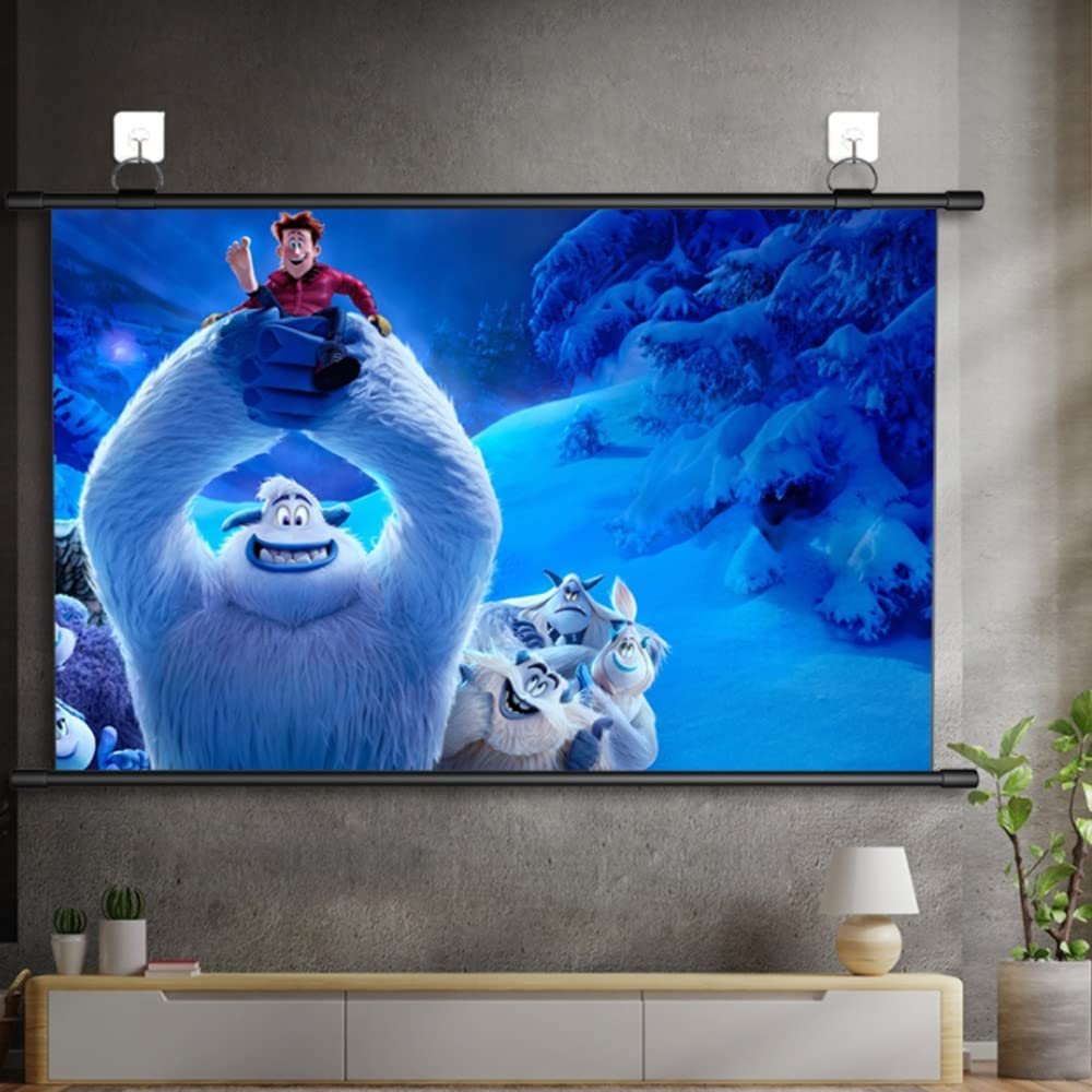 LENG 60'' Portable Projector Screen Manual Roll Up Projection Screen for Movie Game Home Theater Cinema Office Widescreen 3D HD 16:9 White Screen (Size : 60inch-4:3)