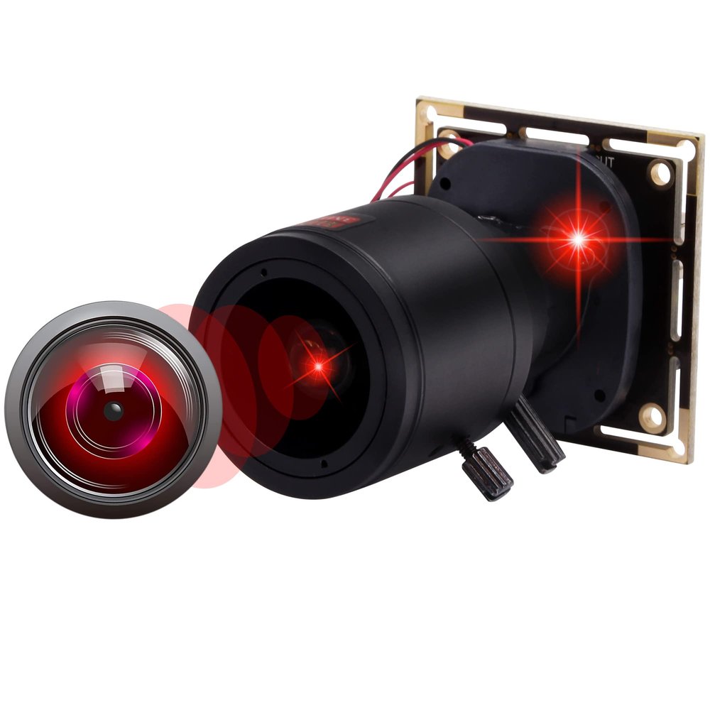 960P Low Light USB Camera Module Manual Zoom 2.8-12mm Lens for Computer Mini UVC USB2.0 Webcam Board 1.3megapixel 0.01Lux Low Illumination USB with Camera AR0130 PC Lightburn Camera for Laptop