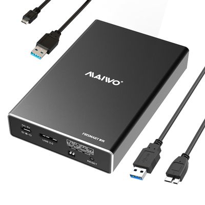 MAIWO Hard Drive RAID Enclosure Dual Bay for 2.5 Inch SATA SSD HDD, USB 3.0 6Gbps with UASP, RAID 0/1/JBOD/PM, 16TB Capacity, External Hard Drive Case Reader Aluminum