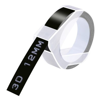 10 Pack Cruxer Replacement for Dymo A521209 3D Embossing Tape 12mm x 3m White on Black Self-Adhesive Embossed Label Replacement for Office Mate II 1540 154000 Organizer Xpress Pro 1575 Label Maker