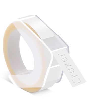 Cruxer 30 Pack Replacement Embossing Label A520101 3/8'' x 9.8' White on Clear 3D Embossed Tape Self-Adhesive Compatible with Organizer Xpress Tape 1540 1550 1570 1595 12966 Labels Makers