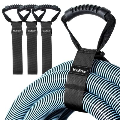 3 PCS Heavy Duty Cord Storage Wrap Holder Extension Hook and Loop Cord Hose Organizer Strap with Carrying Handle for Cords Garden Hose Swimming or Garage Tool (Black)
