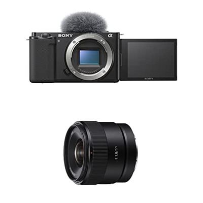 Sony Alpha ZV-E10 - APS-C Interchangeable Lens Mirrorless Vlog Camera - Black w/E 11mm F1.8 APS-C Ultra-Wide-Angle Prime for APS-C Cameras
