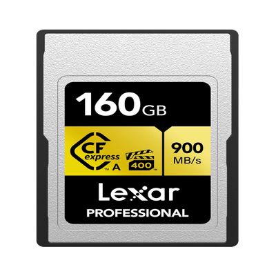 Lexar 160GB Professional CFexpress Type A Gold Series Memory Card, Up to 900MB/s Read, Cinema-Quality 8K Video, Rated VPG 400 (LCAGOLD160G-RNENG)