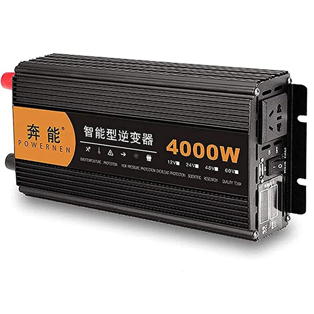 QHYXT Pure Sine Car Inverter Converter 3200W,4000W,5000W,6000W,8000W,9000W,12000W,15000W Current Converter DC 12V 24V to AC 220V Power Inverter with LCD Display and USB Port,3200W-24V
