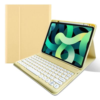 kaitesi Keyboard Case for iPad Air 11 inch M3 M2, Air 5th/4th Generation 10.9 inch, iPad Pro 11 inch 4th/3rd/2nd Generation Detachable Keyboard Case Round Keys (Yellow)