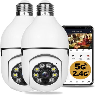 KOWVOWZ 360 Degree Security Cameras Wireless Outdoor, 2.4GHz& 5GHz Wifi Light Bulb Camera, 1080p for Home Security, Indoor Camera System, Motion Detection, Two-way Audio (2Pack), 2 Count (Pack of 1)