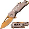 GIFTS INFINITY Laser Engraving Stainless Steel Pocket Knife 3" with Bottle Openor for Camping, Fishing, Hiking & Everyday use  Gift for Men & Women Christmas - Silver Gold view 1